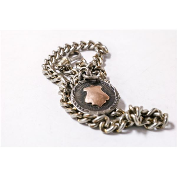 ANTIQUE STERLING SILVER POCKET WATCH CHAIN AND