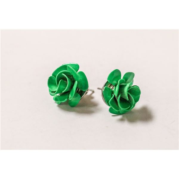 GREEN ROSE STUD EARRINGS
