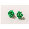 Image 1 : GREEN ROSE STUD EARRINGS