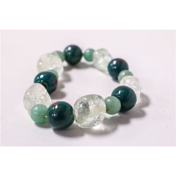 JADE AND CRYSTAL BEADED STONE NECKLACE