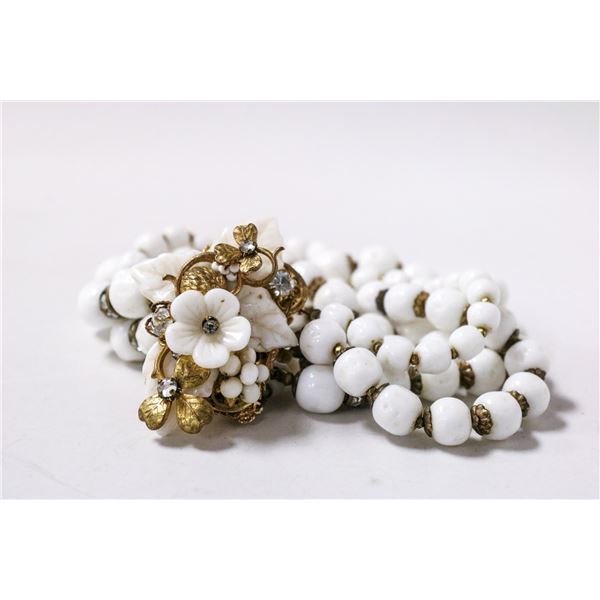 7" DEMARCO 3 STRAND BEADED BRACELET