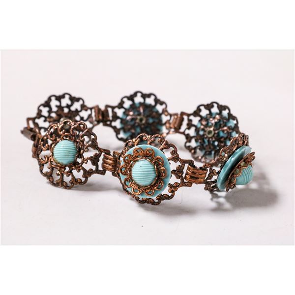 COPPER TONE FILIGREE COSTUME BRACELET