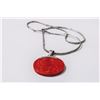 Image 1 : 925 SILVER NECKLACE WITH LARGE RED STONE PENDANT