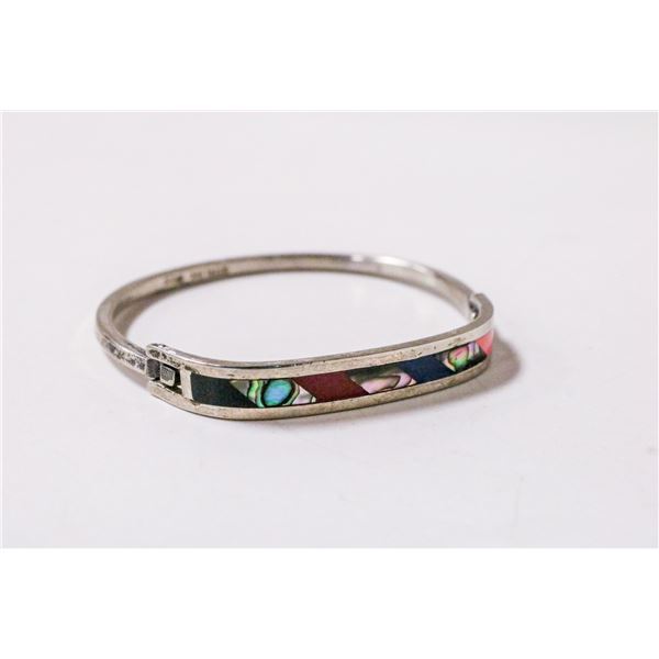 STERLING SILVER BANGLE WITH INLAID DESIGN