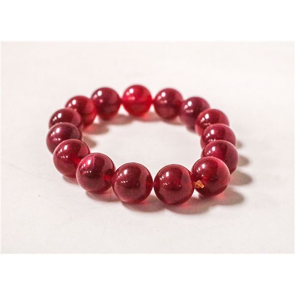 RED STONE BEADED BRACELET