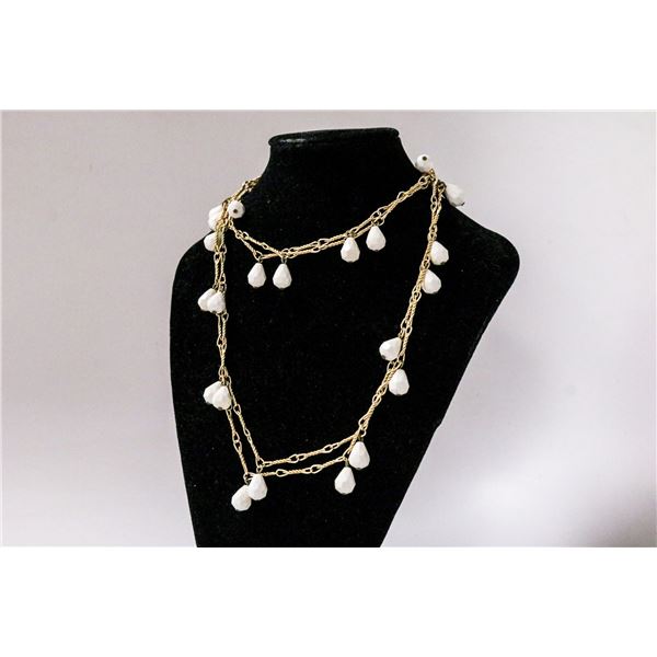 WHITE CUT STONE BEADED NECKLACE