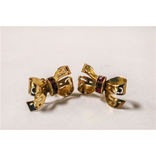 VINTAGE GOLD TONE BOW EARRINGS