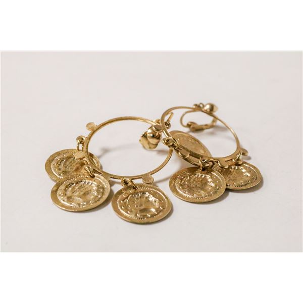 1950S COIN DROP HOOP EARRINGS