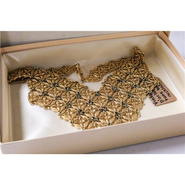 VINTAGE D'ORLAN GOLD TONE BIB NECKLACE