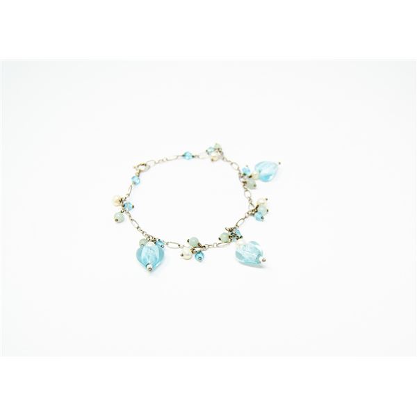 VINTAGE BLUE ART GLASS BRACELET