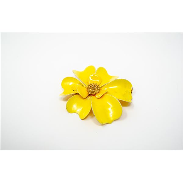 LARGE YELLOW FLOWER BROOCH