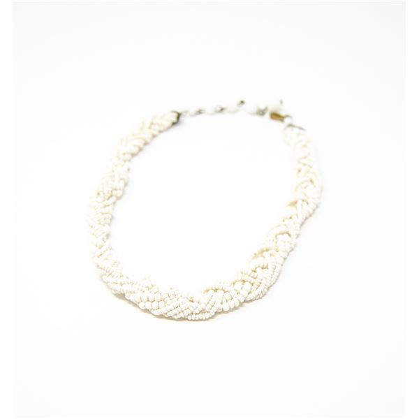 MULTI STRAND WHITE BEADED NECKLACE