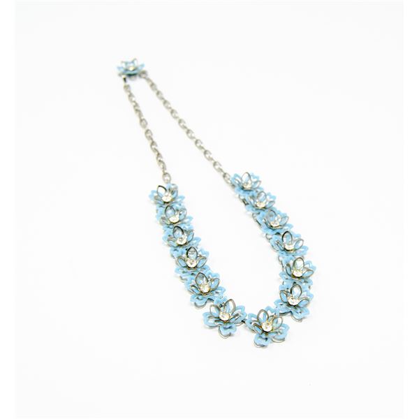 BLUE FLORAL COSTUME NECKLACE