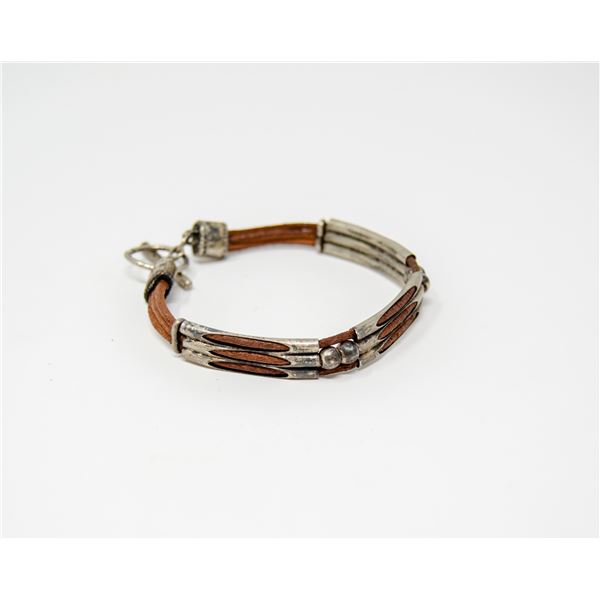 SILVER AND LEATHER BRACELET