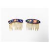 Image 1 : BLUE ENAMEL GOLD TONE HAIR ACCESSORIES