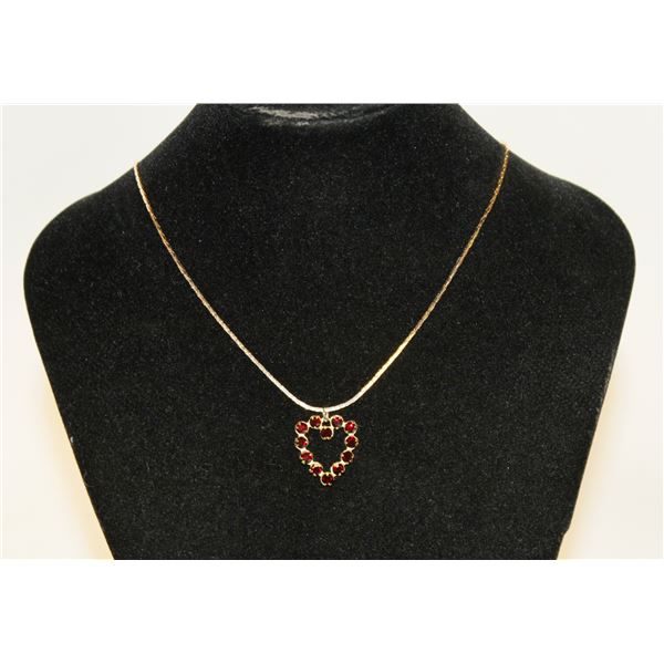 GOLD PLATED SERPENTINE LINK 17" CHAIN WITH GARNET