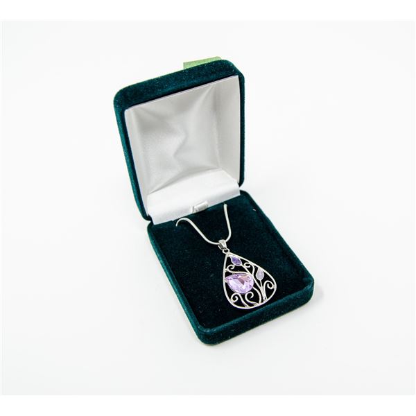 STERLING SILVER SNAKE CHAIN WITH PURPLE PRECIOUS