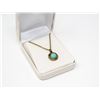 Image 1 : BRASS TONE AND TURQUOISE PENDANT ON 16" CHAIN
