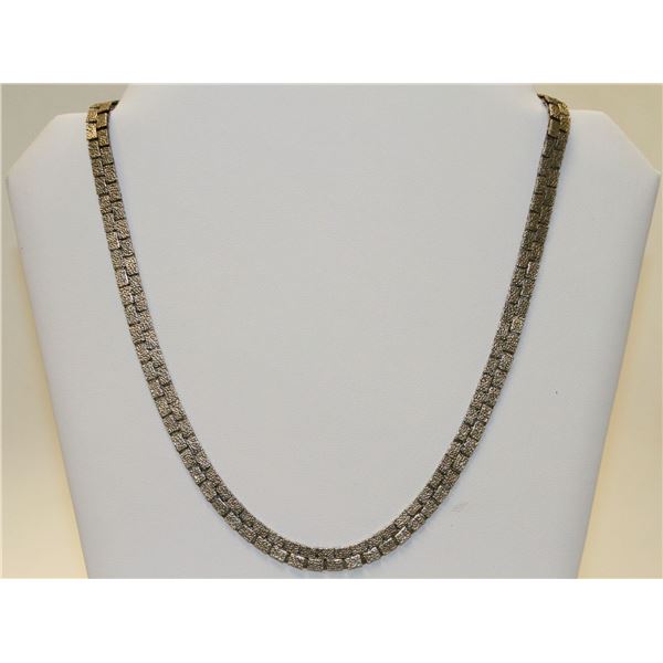 ORNATE STERLING SLIVER 18" BRICK LOCK CHAIN