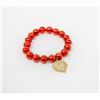 Image 1 : RED JADE BEADED BRACELET WITH 10K GOLD HEART