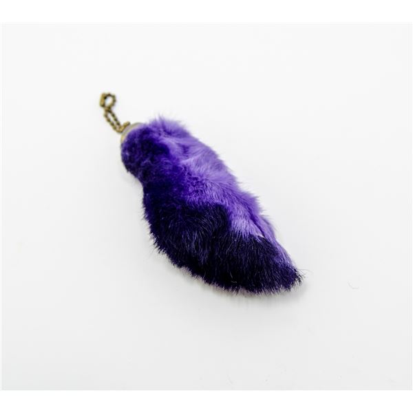 PURPLE DYED LUCKY RABBITS FOOT KEY CHAIN