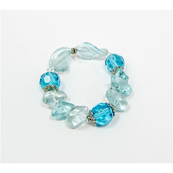 BLUE ART GLASS BEADED BRACELET