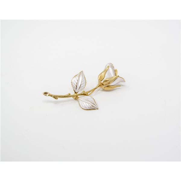GOLD TONE ROSE BROOCH