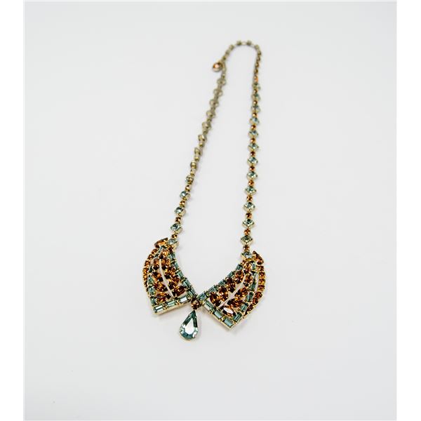 VINTAGE COSTUME JEWELLERY NECKLACE BLUE AND