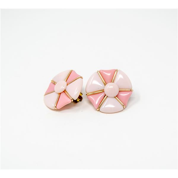 TWO TONE PINK COSTUME EARRINGS VINTAGE