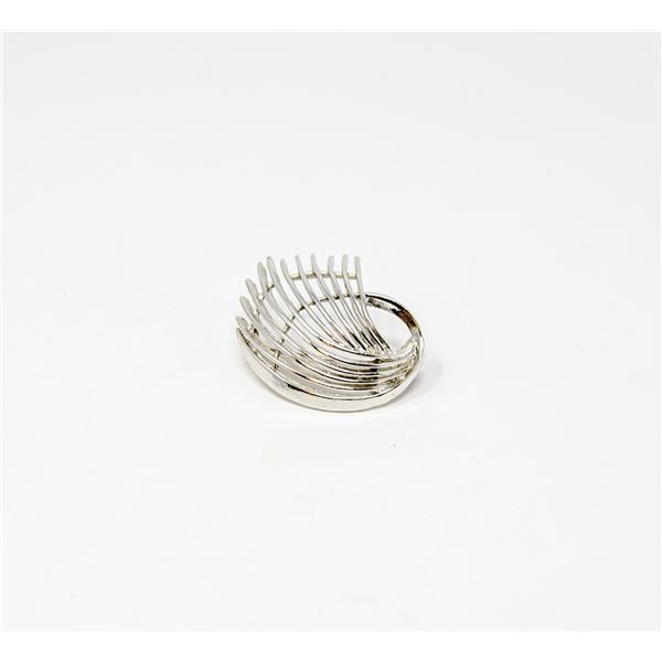 SILVER TONE SWOOP FASHION BROOCH