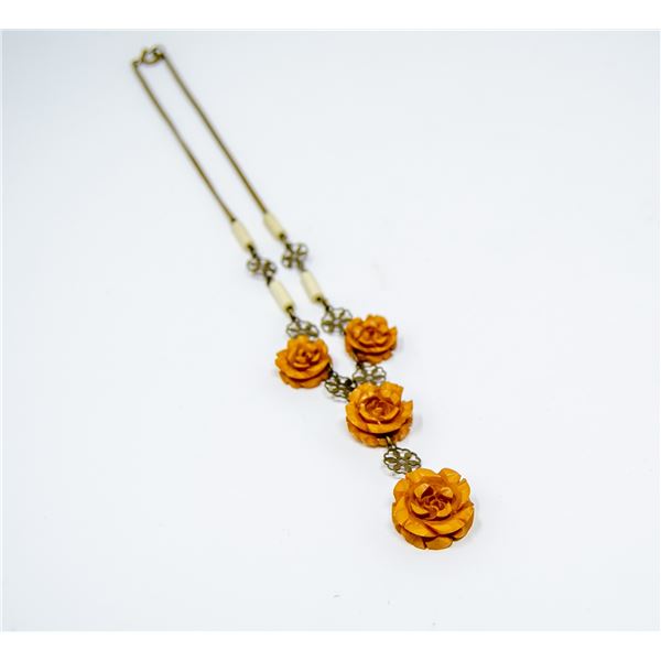 ORNATE ROSE COSTUME JEWELLERY NECKLACE 16"