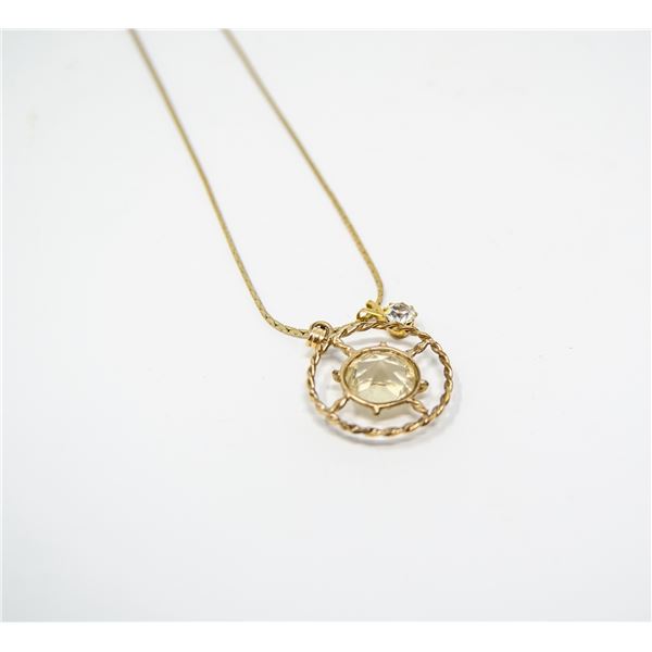 18" GOLD TONE CHAIN WITH CLEAR STONE SOLITAIRE