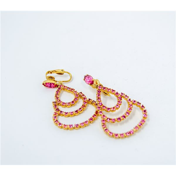 PINK STONE AND GOLD TONE COSTUME JEWELLERY