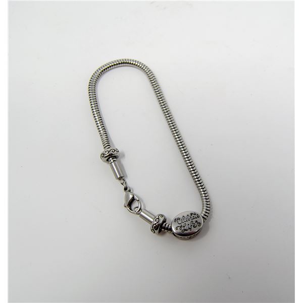 SILVER TONE BRACELET WITH CELEBRATE LIFE LINK