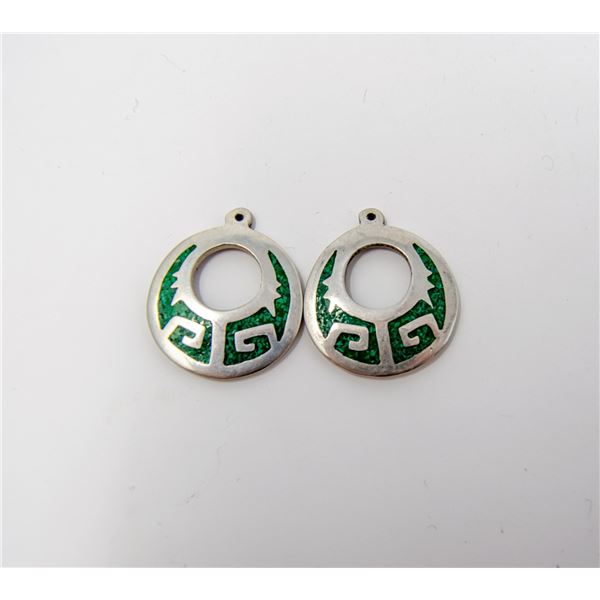 925 SILVER W MALACHITE INLAY EARRINGS