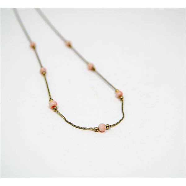 SILVER NECKLACE WITH PINK BEADS