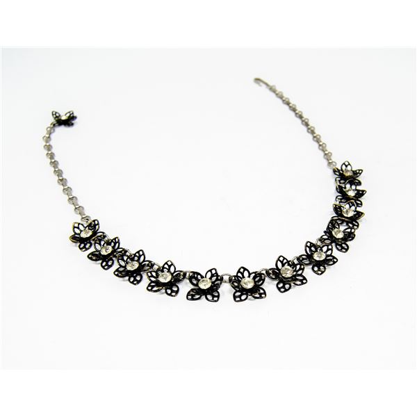 15" BLACK COLOURED FLOWER NECKLACE