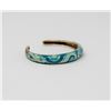 Image 1 : SMALL SILVER BRACELET WITH TEAL ENAMEL DESIGN