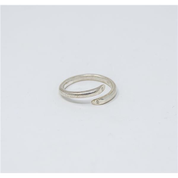 SIZE 7 METALSMITHS RING WITH 2 CLEAR STONES