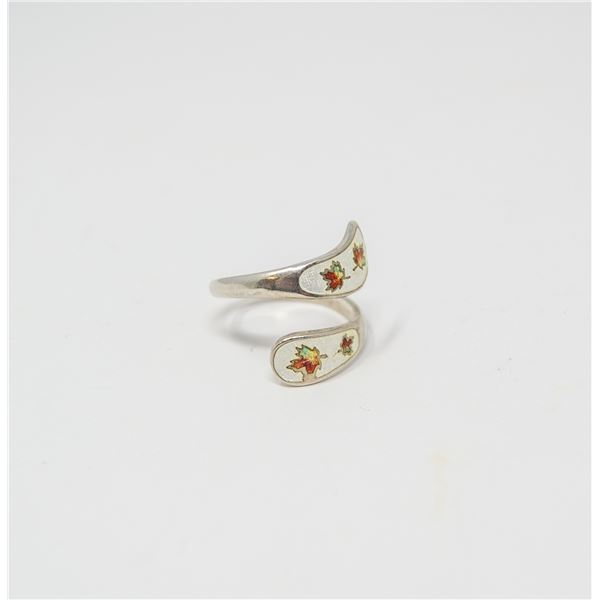 STERLING SILVER RING WITH MAPLE LEAF WRAP DESIGN