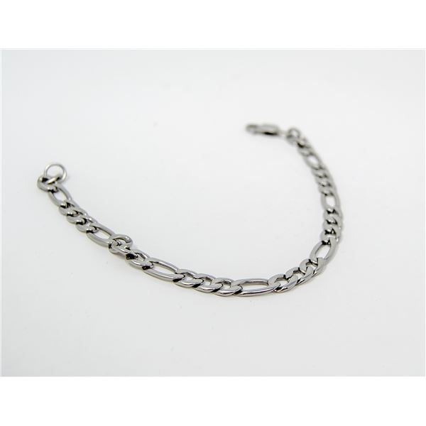 SILVER TONE FIGARO LINK BRACELET 9.5"