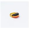 Image 1 : GOLD TONE WITH CORAL COLOUR CENTRE RING SIZE 7