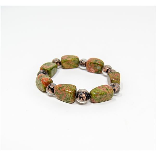 UNAKITE STONE BEADED BRACELET
