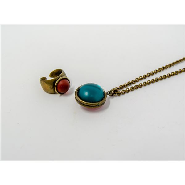 1960S GOLD TONE NECKLACE AND RING