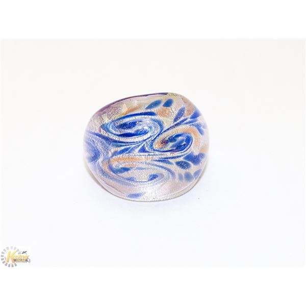 ITALIAN BLOWN GLASS RING SIZE 8