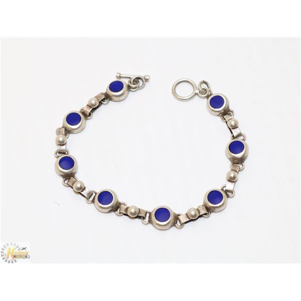 925 SILVER BRACELET WITH BOUE INLAY 7.5"
