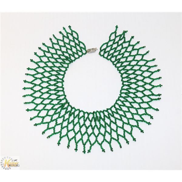 GREEN BEADED NECK PIECE COLLAR