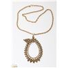 Image 1 : OVERSIZED ORNATE GOLD TONE PENDANT ON CHAIN