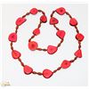 Image 1 : LARGE PINK CORAL POLISHED SEGMENTS NECKLACE