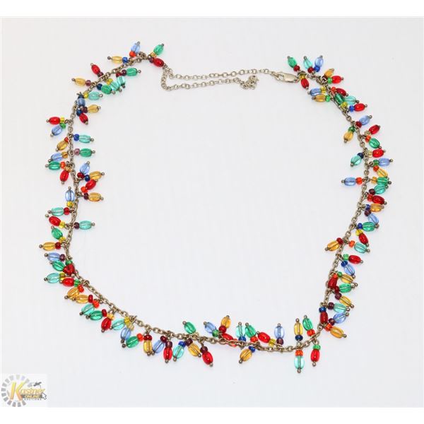 ORNATE MULTI COLOUR GLASS BEAD NECKLACE